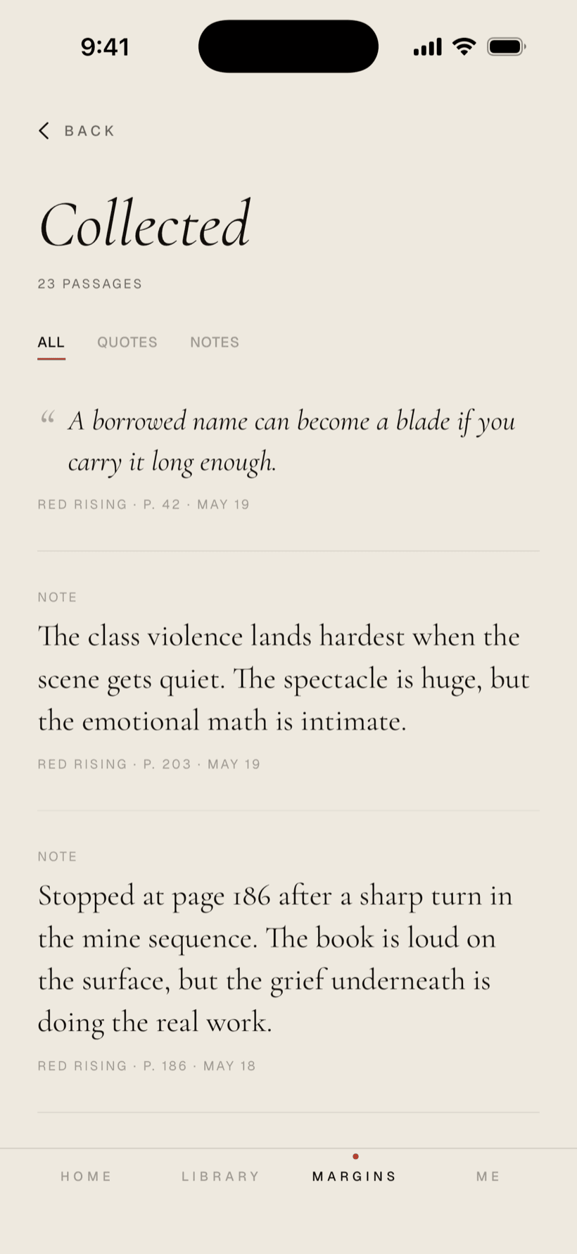 Folio app — your collected quotes and notes